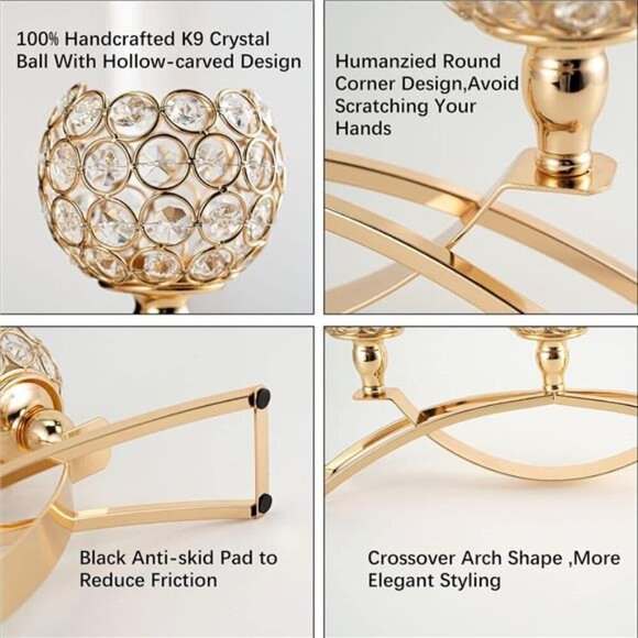 Set of 3 Gold Candle Holders Halloween Table Centerpieces,Tealight Candlestick - Picture 4 of 7